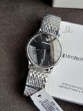 Emporio Armani Minimalist Black Dial Silver Steel Strap Watch for Men - AR11600