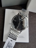 Emporio Armani Minimalist Black Dial Silver Steel Strap Watch for Men - AR11600