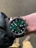 IWC Pilot's Watch Chronograph Edition Racing Green 43mm Green Dial Brown Leather Strap Watch for Men - IW377726