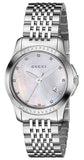 Gucci G Timeless Diamonds Mother of Pearl Dial Silver Steel Strap Watch For Women - YA126510