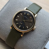 Marc Jacobs Baker Olive Dial Olive Leather Strap Watch for Women - MBM1330