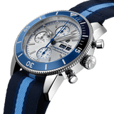 Breitling Superocean Heritage Chronograph 44 Ocean Conservancy Silver Dial Two Tone NATO Strap Watch for Men - A133131A1G1W1