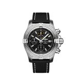 Breitling Avenger Chronograph 45mm Black Dial Black Leather Strap Watch for Men - A13317101B1X1