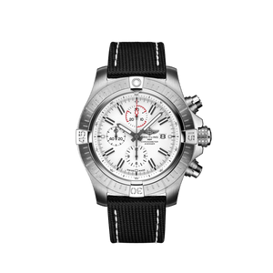 Breitling Super Avenger Chronograph 48 White Dial Black Nylon Strap Watch for Men - A133751A1A1X1