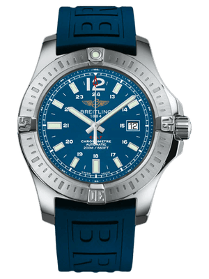 Breitling Colt Automatic 44mm Blue Dial Rubber Strap Mens Watch - A1738811-C906-157S