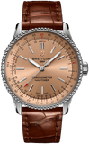 Breitling Navitimer Automatic 35 Brown Dial Brown Leather Strap Watch for Men - A17395201K1P1