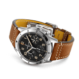 Breitling Avi Chronograph 42 P-51 Mustang Black Dial Brown Leather Strap Watch for Men - A233803A1B1X1