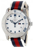 Gucci G Timeless Quartz White Dial Two Tone Nylon Strap Watch for Men - YA126239