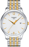 Tissot T Classic Tradition White Dial Two Tone Mesh Bracelet Watch For Men - T063.610.22.037.00