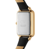 Daniel Wellington Quadro Pressed Melrose Emerald Green Dial Black Leather Strap Watch For Women - DW00100446