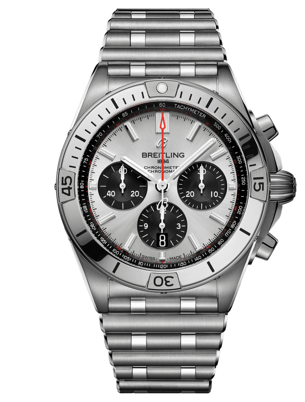 Breitling Chronomat B01 42mm Silver Dial Silver Steel Strap Watch for Men - AB0134101G1A1