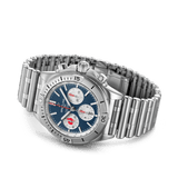 Breitling Chronomat B01 42 Six Nations France Blue Dial Silver Steel Strap Watch for Men - AB0134A81C1A1