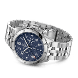 Breitling Super Avi B04 Chronograph GMT 46 Tribute to Vought F4U Corsair Blue Dial Silver Steel Strap Watch for Men - AB04451A1C1A1