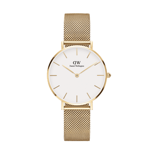 Daniel Wellington Classic Petite Evergold White Dial Gold Mesh Bracelet Watch For Women - DW00100346