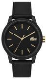 Lacoste 12.12 Black Dial Black Silicon Strap Watch for Men - 2011010