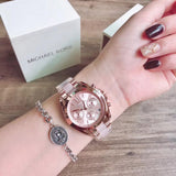 Michael Kors Bradshaw Rose Gold Dial Two Tone Steel Strap Watch for Women - MK6066