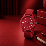 Lacoste 12.12 Red Dial Red Silicon Strap Watch for Men - 2010988