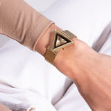 Guess Fame Diamonds Gold Dial Gold Mesh Bracelet Watch for Women - GW0508L2
