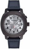 Emporio Armani Sportivo Chronograph Silver Dial Blue Leather Strap Watch for Men - AR6086