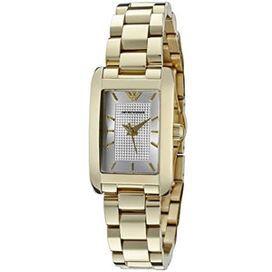 Emporio Armani Classic Silver Dial Gold Steel Strap Watch for Women - AR0360