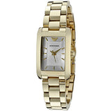 Emporio Armani Classic Silver Dial Gold Steel Strap Watch for Women - AR0360