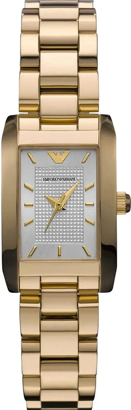 Emporio Armani Classic Silver Dial Gold Steel Strap Watch for Women - AR0360