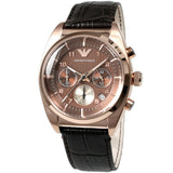 Emporio Armani Classic Chronograph Brown Dial Brown Leather Strap Watch for Men - AR0371