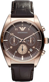 Emporio Armani Classic Chronograph Brown Dial Brown Leather Strap Watch for Men - AR0371