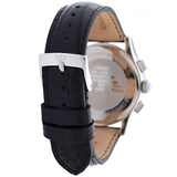 Emporio Armani Velente Silver Dial Black Leather Strap Watch for Women - AR0670