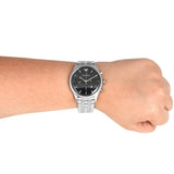 Emporio Armani Chronograph Black Dial Silver Steel Strap Watch For Men - AR11017