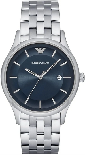 Emporio Armani Lambda Blue Dial Silver Steel Strap Watch for Men - AR11019