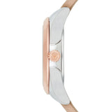 Emporio Armani Valeria Quartz White Dial Beige Leather Strap Watch For Women - AR11031