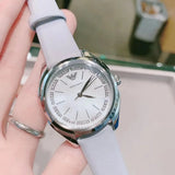 Emporio Armani Valeria Mother of Pearl Dial Blue Leather Strap Watch for Women - AR11032