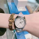 Emporio Armani Valeria Mother of Pearl Dial Blue Leather Strap Watch for Women - AR11032