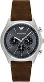 Emporio Armani Zeta Chronograph Gray Dial Brown Leather Strap Watch for Men - AR11080