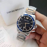 Emporio Armani Sigma Blue Dial Silver Steel Strap Watch for Men - AR11100