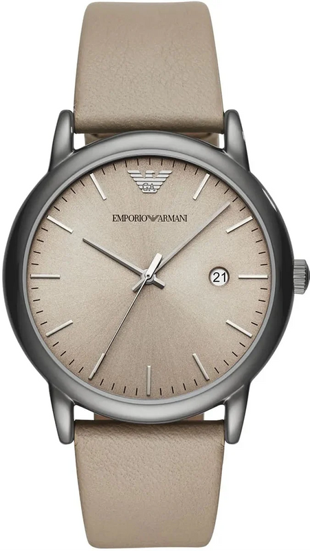 Emporio Armani Luigi Beige Dial Beige Leather Strap Watch for Men - AR11116