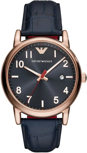 Emporio Armani Luigi Blue Dial Blue Leather Strap Watch for Men - AR11135