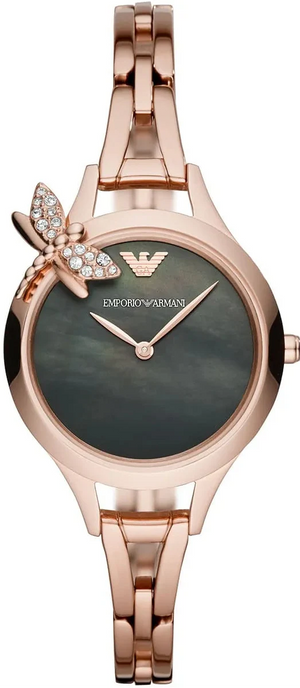 Emporio Armani Aurora Mother of Pearl Grey Dial Rose Gold Steel Strap Watch for Women - AR11139