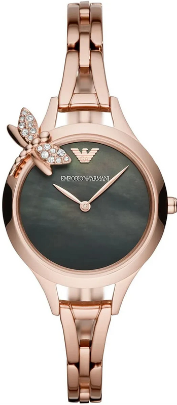 Emporio Armani Aurora Mother of Pearl Grey Dial Rose Gold Steel Strap Watch for Women - AR11139