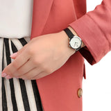 Emporio Armani Modern White Dial Black Leather Strap Watch For Women - AR11159