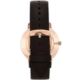 Emporio Armani Modern Slim Analog Silver Dial Brown Leather Strap Watch For Men - AR11163
