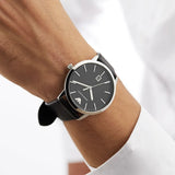 Emporio Armani Ruggero Black Dial Black Leather Strap Watch for Men - AR11193