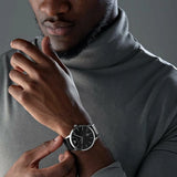 Emporio Armani Ruggero Black Dial Black Leather Strap Watch for Men - AR11193