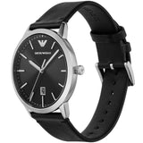 Emporio Armani Ruggero Black Dial Black Leather Strap Watch for Men - AR11193