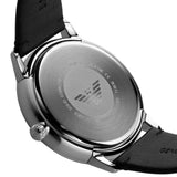 Emporio Armani Ruggero Black Dial Black Leather Strap Watch for Men - AR11193