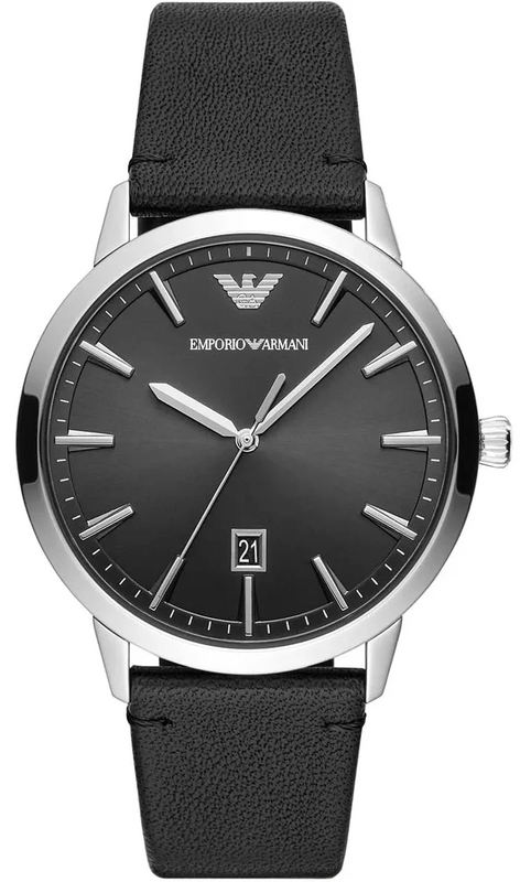 Emporio Armani Ruggero Black Dial Black Leather Strap Watch for Men - AR11193