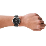 Emporio Armani Ruggero Black Dial Black Leather Strap Watch for Men - AR11193