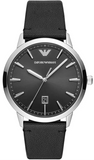 Emporio Armani Ruggero Black Dial Black Leather Strap Watch for Men - AR11193