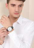 Emporio Armani Aviator Silver Dial Two Tone Leather Strap Watch for Men - AR11202